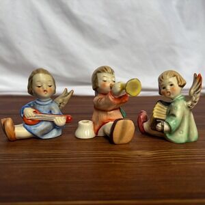 Vintage Goebel Hummel "Joyous News" Angels #38, #39, #40 TMK-3 Candle Holders 2"